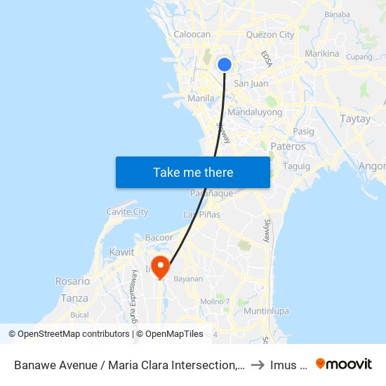 Banawe Avenue / Maria Clara Intersection, Quezon City to Imus City map