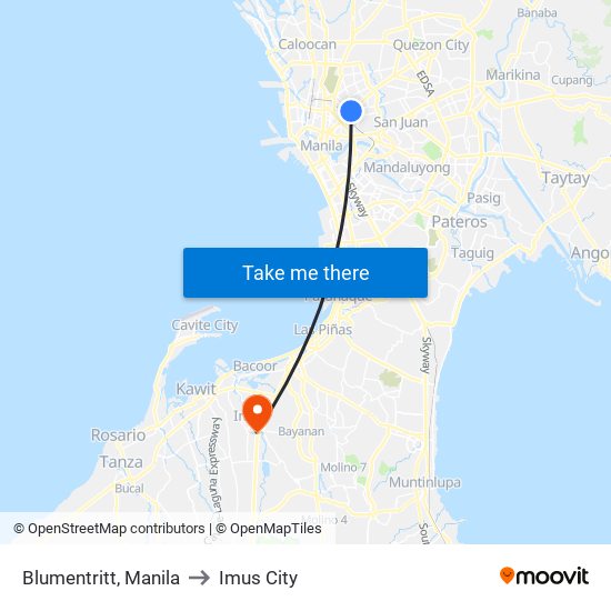 Blumentritt, Manila to Imus City map
