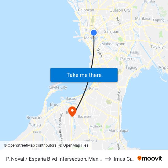 P. Noval / España Blvd Intersection, Manila to Imus City map