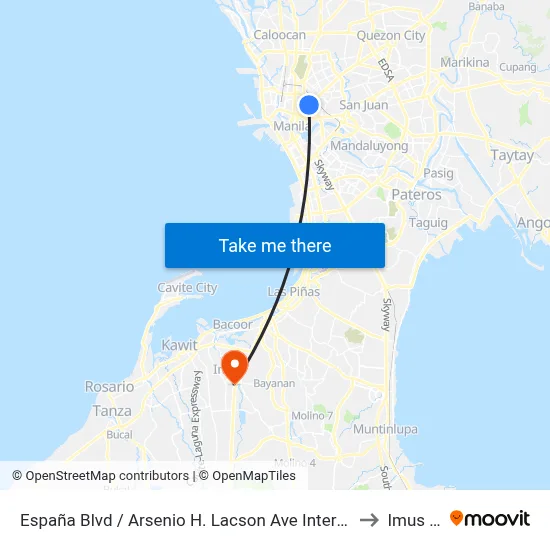 España Blvd / Arsenio H. Lacson Ave  Intersection, Manila to Imus City map