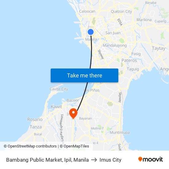 Bambang Public Market, Ipil, Manila to Imus City map