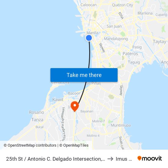 25th St / Antonio C. Delgado Intersection, Manila to Imus City map