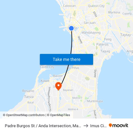 Padre Burgos St / Anda Intersection, Manila to Imus City map