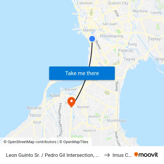 Leon Guinto Sr. / Pedro Gil Intersection, Manila to Imus City map