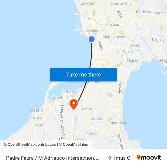 Padre Faura / M Adriatico Intersection, Manila to Imus City map