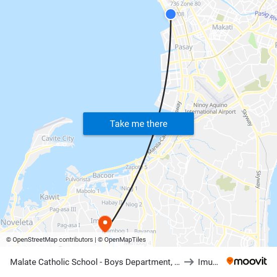 Malate Catholic School - Boys Department, Madre Ignacia, Manila to Imus City map