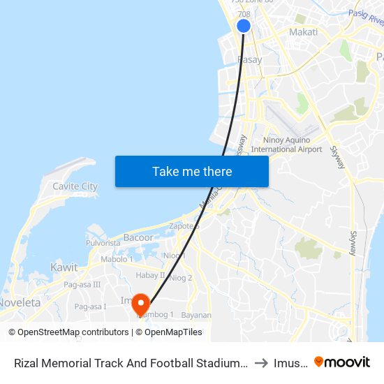 Rizal Memorial Track And Football Stadium, M Adriatico, Manila to Imus City map