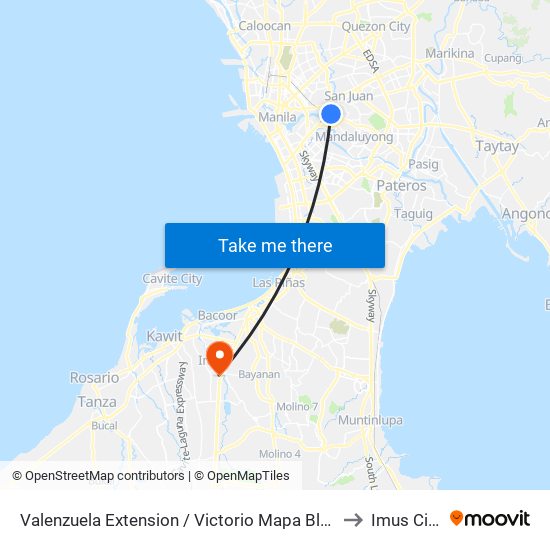 Valenzuela Extension / Victorio Mapa Blvd to Imus City map
