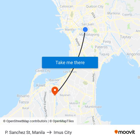 P. Sanchez St, Manila to Imus City map