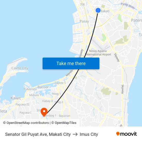 Senator Gil Puyat Ave, Makati City to Imus City map