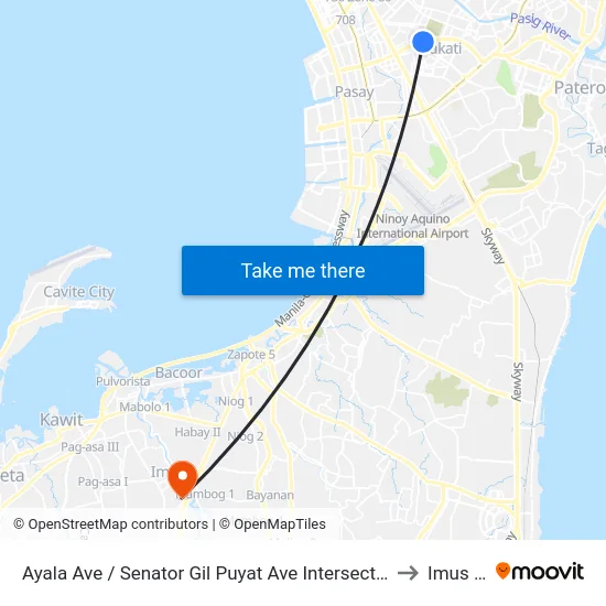 Ayala Ave / Senator Gil Puyat Ave Intersection, Makati City to Imus City map