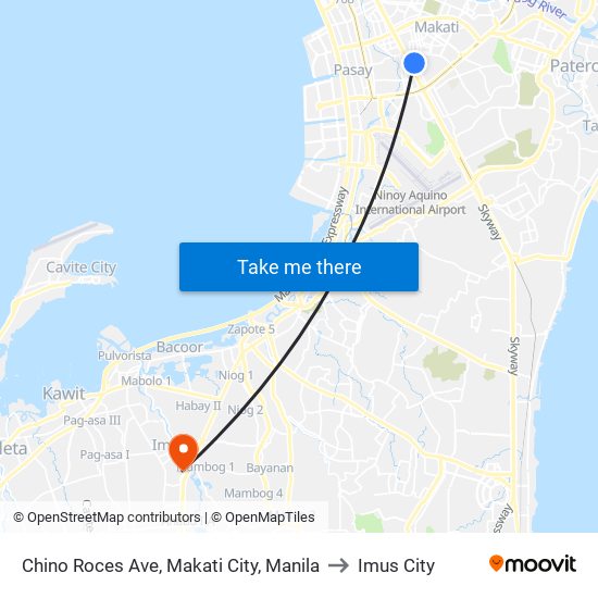 Chino Roces Ave, Makati City, Manila to Imus City map