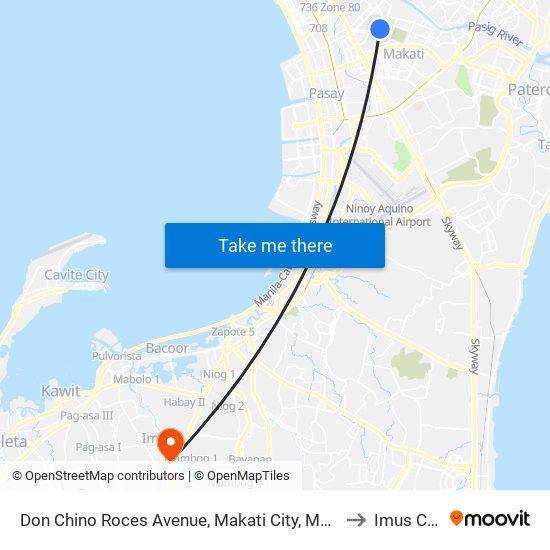 Don Chino Roces Avenue, Makati City, Manila to Imus City map