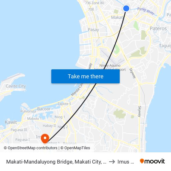 Makati-Mandaluyong Bridge, Makati City, Manila to Imus City map