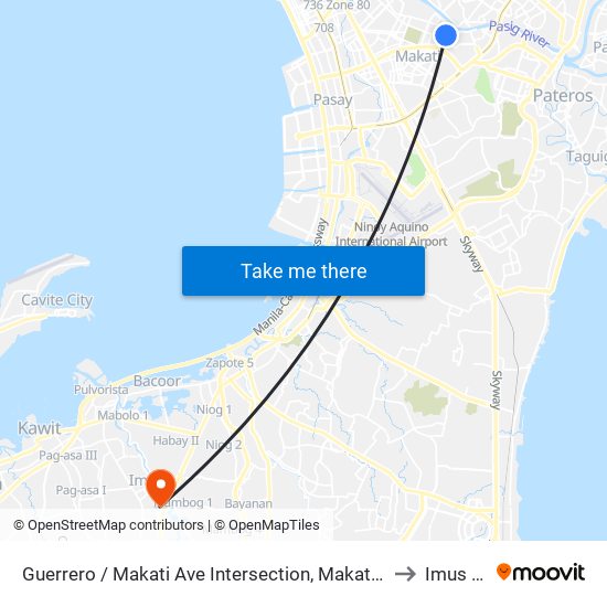 Guerrero / Makati Ave Intersection, Makati City, Manila to Imus City map
