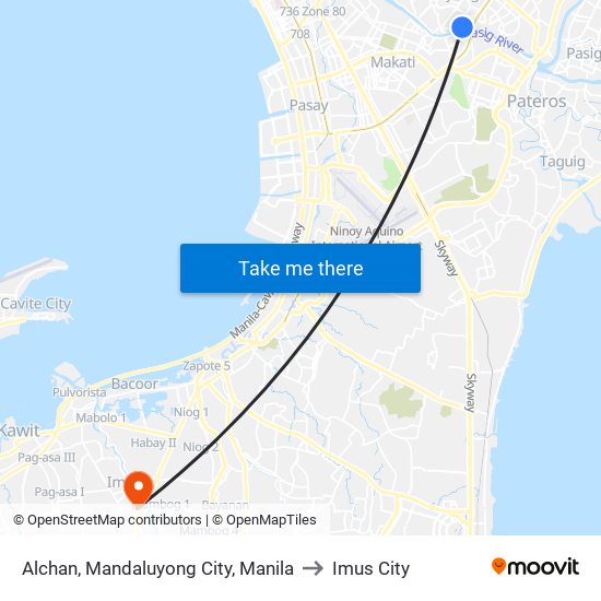Alchan, Mandaluyong City, Manila to Imus City map