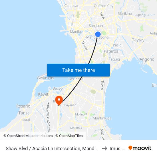 Shaw Blvd / Acacia Ln Intersection, Mandaluyong City to Imus City map