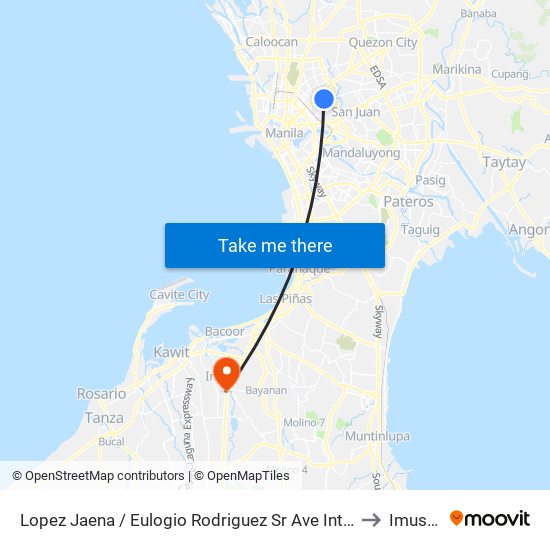 Lopez Jaena / Eulogio Rodriguez Sr Ave Intersection, Manila to Imus City map
