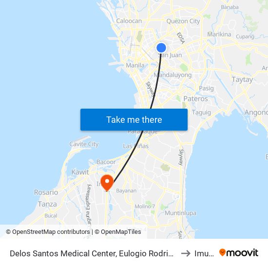 Delos Santos Medical Center, Eulogio Rodriguez Sr. Ave, Quezon City, Manila to Imus City map