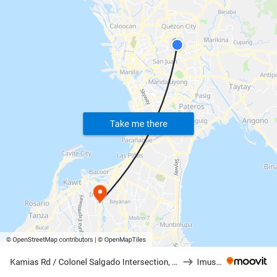 Kamias Rd / Colonel Salgado Intersection, Quezon City, Manila to Imus City map