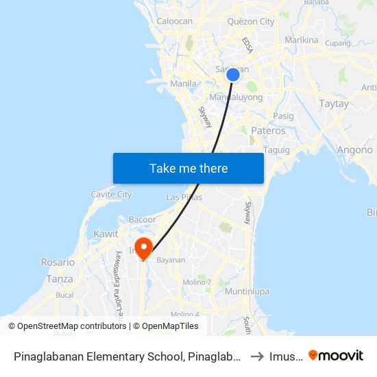 Pinaglabanan Elementary School, Pinaglabanan, San Juan, Manila to Imus City map