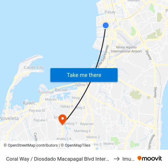 Coral Way / Diosdado Macapagal Blvd Intersection, Lungsod Ng Pasay, Manila to Imus City map