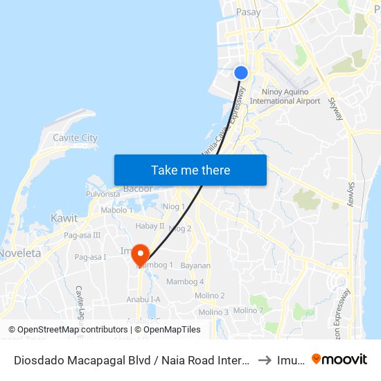 Diosdado Macapagal Blvd / Naia Road Intersection, Lungsod Ng Pasay, Manila to Imus City map