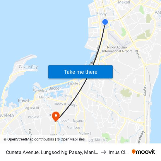 Cuneta Avenue, Lungsod Ng Pasay, Manila to Imus City map