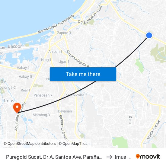 Puregold Sucat, Dr A. Santos Ave, Parañaque City to Imus City map