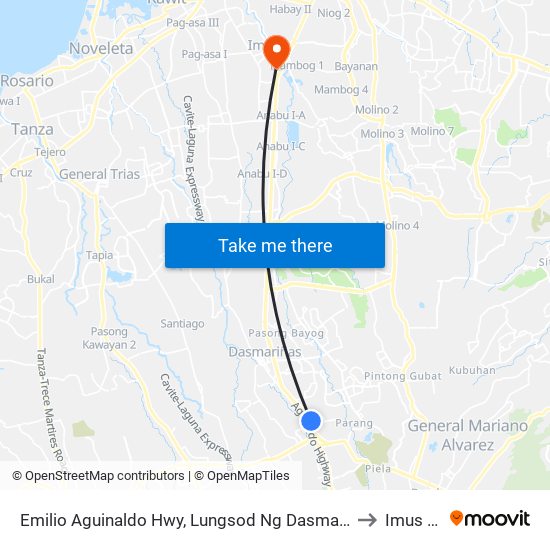 Emilio Aguinaldo Hwy, Lungsod Ng Dasmariñas, Manila to Imus City map