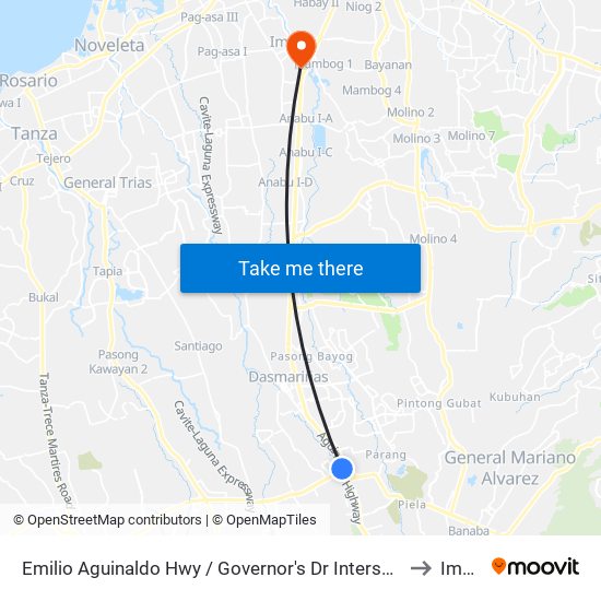 Emilio Aguinaldo Hwy / Governor's Dr Intersection , Lungsod Ng Dasmariñas, Manila to Imus City map