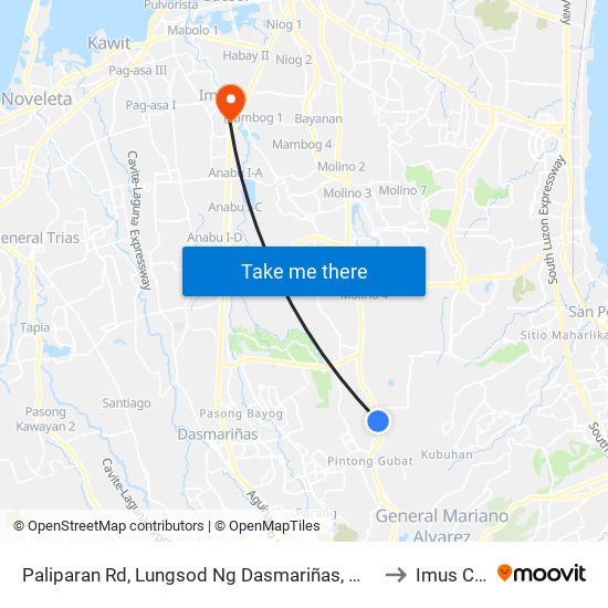 Paliparan Rd, Lungsod Ng Dasmariñas, Manila to Imus City map