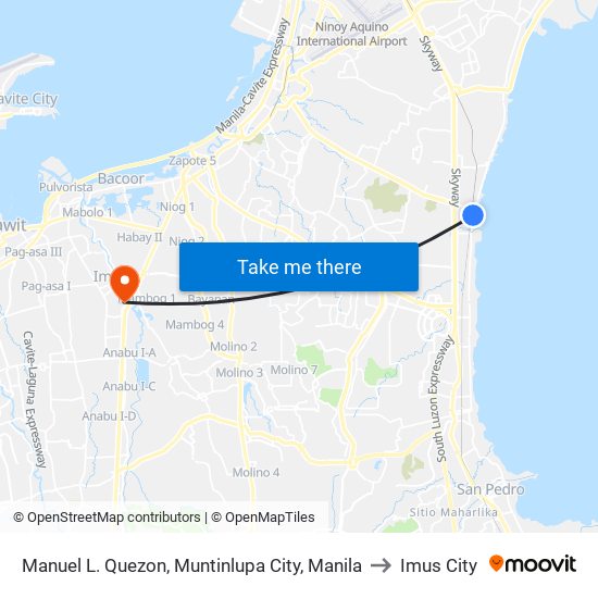 Manuel L. Quezon, Muntinlupa City, Manila to Imus City map