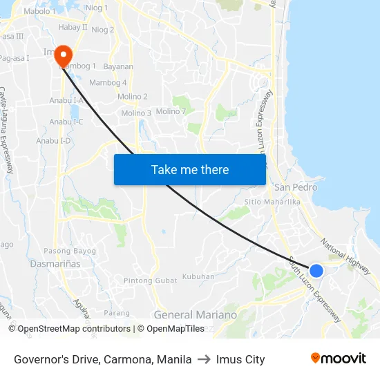 Governor's Drive, Carmona, Manila to Imus City map