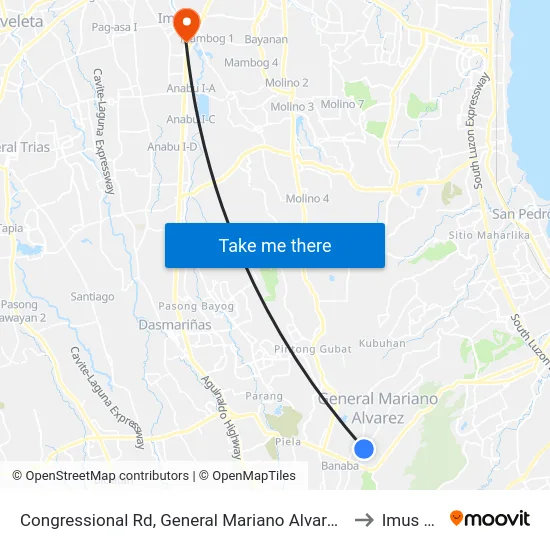 Congressional Rd,  General Mariano Alvarez, Manila to Imus City map
