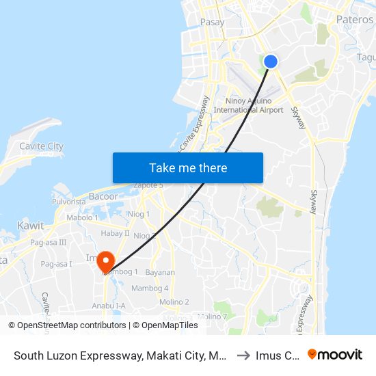 South Luzon Expressway, Makati City, Manila to Imus City map
