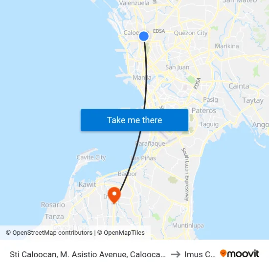 Sti Caloocan, M. Asistio Avenue, Caloocan City to Imus City map