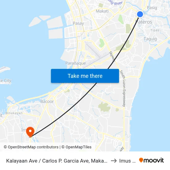 Kalayaan Ave / Carlos P. Garcia Ave, Makati City, Manila to Imus City map