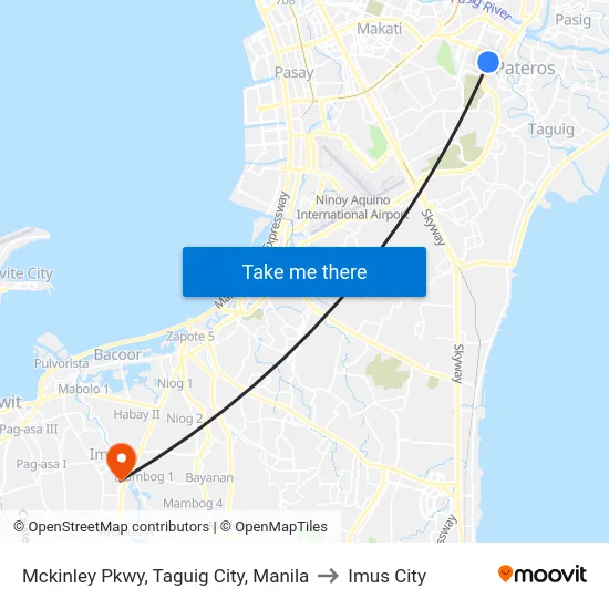 Mckinley Pkwy, Taguig City, Manila to Imus City map