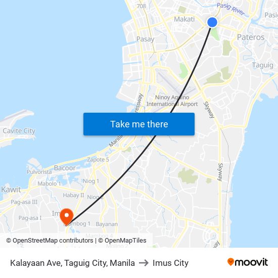 Kalayaan Ave, Taguig City, Manila to Imus City map