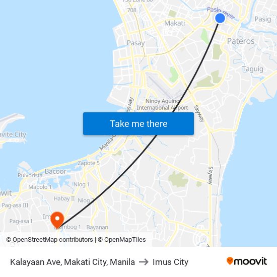 Kalayaan Ave, Makati City, Manila to Imus City map
