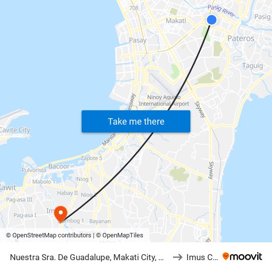 Nuestra Sra. De Guadalupe, Makati City, Manila to Imus City map