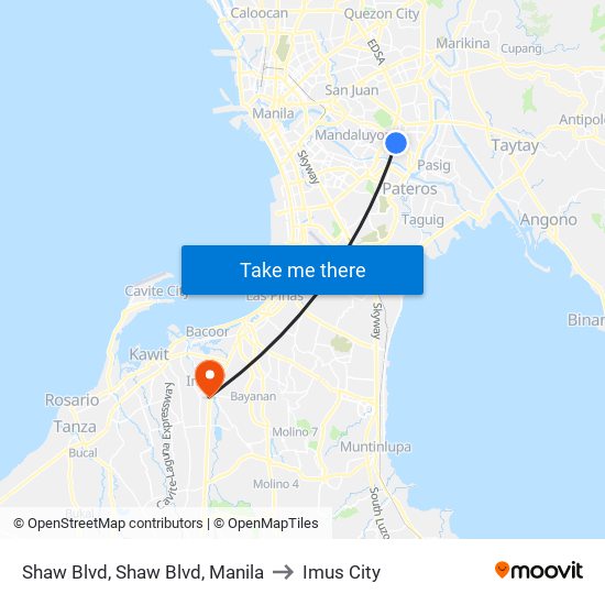 Shaw Blvd, Shaw Blvd, Manila to Imus City map