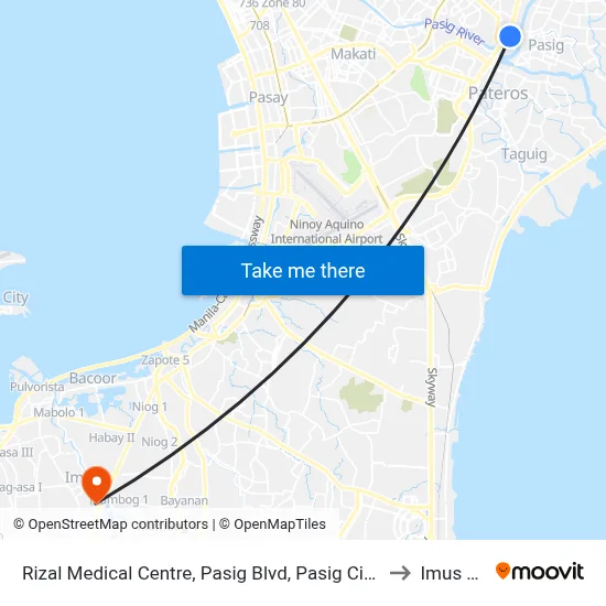 Rizal Medical Centre, Pasig Blvd, Pasig City, Manila to Imus City map