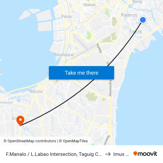 F.Manalo / L.Labao Intersection, Taguig City, Manila to Imus City map