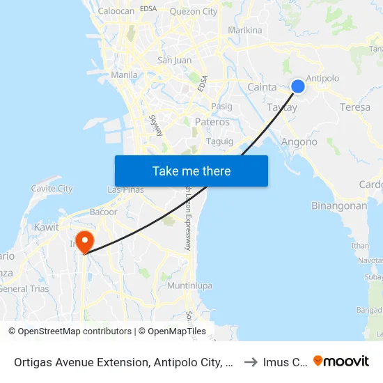 Ortigas Avenue Extension, Antipolo City, Manila to Imus City map