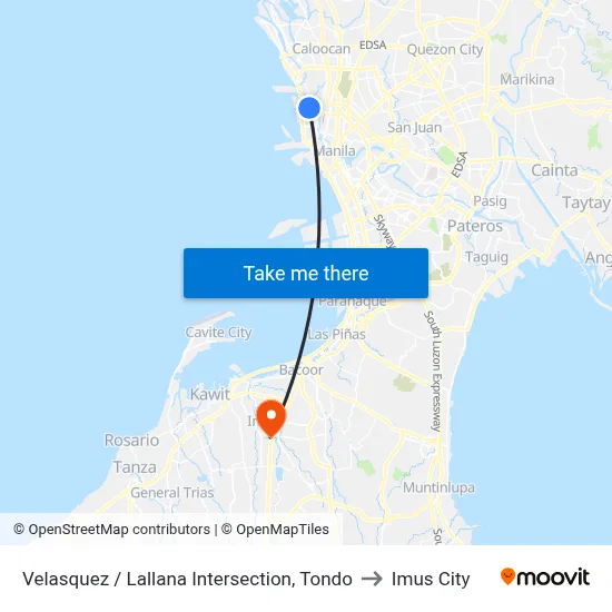 Velasquez / Lallana Intersection, Tondo to Imus City map