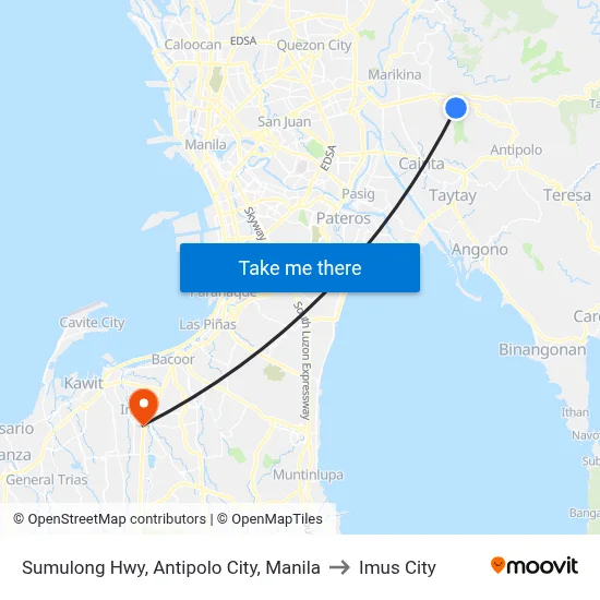 Sumulong Hwy, Antipolo City, Manila to Imus City map