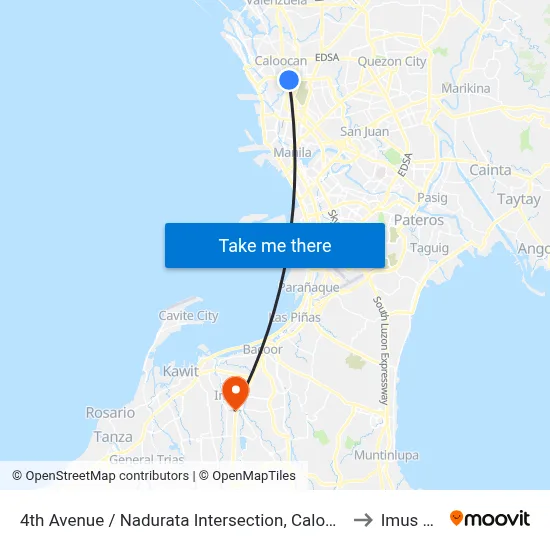 4th Avenue / Nadurata Intersection, Caloocan City to Imus City map