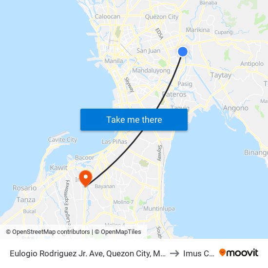 Eulogio Rodriguez Jr. Ave, Quezon City, Manila to Imus City map
